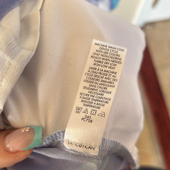 Calvin Klein Blue & White Graphic Print Sleeveless Top Pleated Back Zip Office - Picture 13 of 15